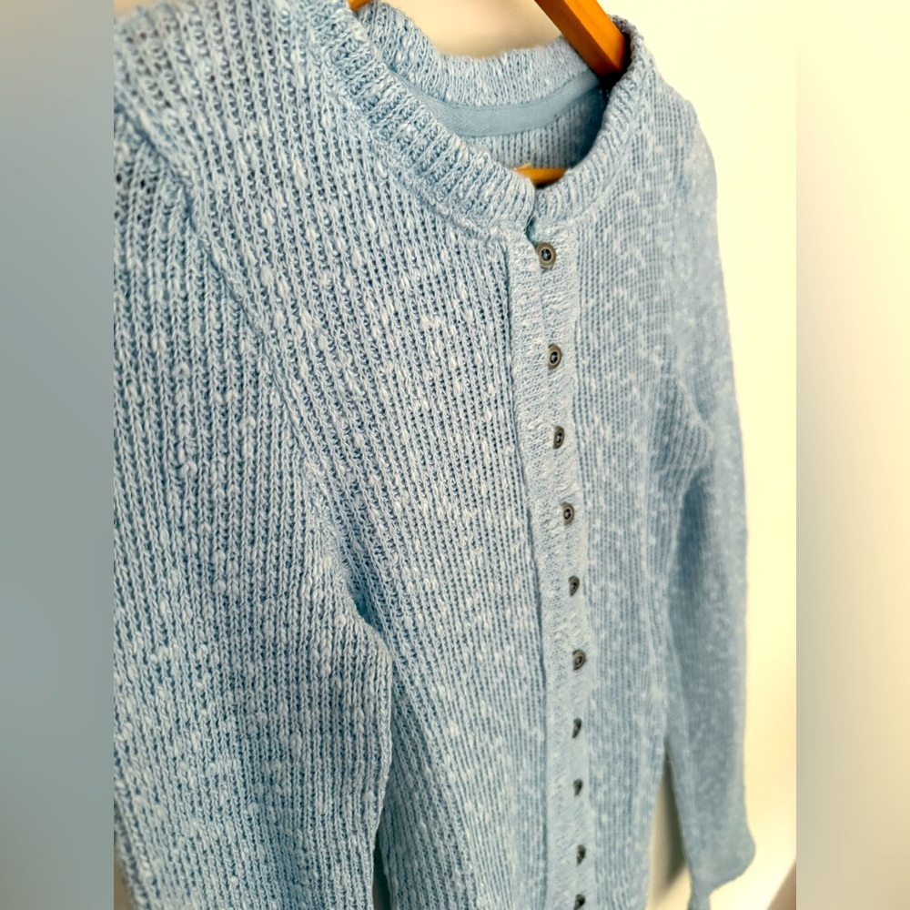 Free People Light Blue Ribbed Button-Up Cardigan - Picture 4 of 5